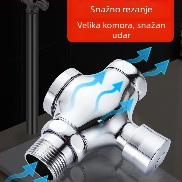 Ventil za ispiranje od bakrene legure za klozet u čučnju — ručno upravljanje, ispiranje za 5 sekundi, izlaz 25 mm, tlak vode 1.0