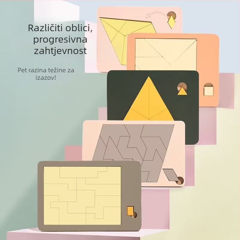 Drveni ravni puzzle za djecu – napredna težina, uzrast 4–6 godina