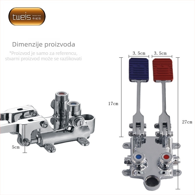 Pedalna slavina od bakra za toplu i hladnu vodu, model 6004, 4 izlaza, CE certifikat