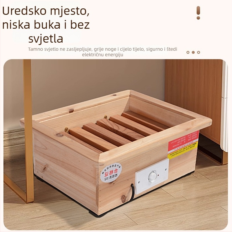 Grijač za stopala od masivnog drveta, model CC-42, električni grijač male potrošnje, pogodan za kućnu i uredsku upotrebu (Model CC-42, Masivno drvo, Niska potrošnja)