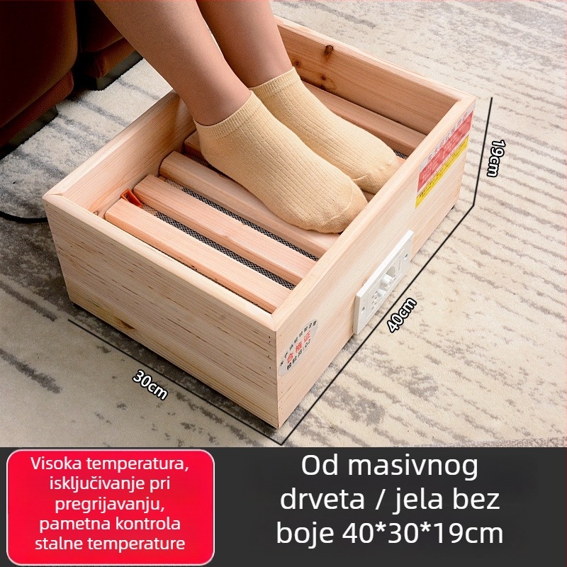 Grijač za stopala od masivnog drveta, model CC-42, električni grijač male potrošnje, pogodan za kućnu i uredsku upotrebu (Model CC-42, Masivno drvo, Niska potrošnja)