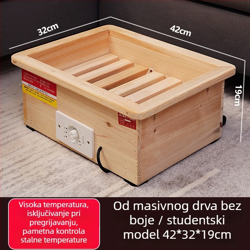 Grijač za stopala od masivnog drveta, model CC-42, električni grijač male potrošnje, pogodan za kućnu i uredsku upotrebu (Model CC-42, Masivno drvo, Niska potrošnja)