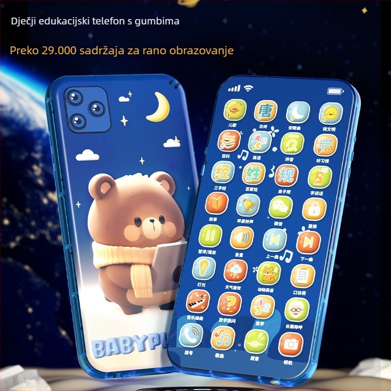 Edukativni dječji telefon-igračka — punjivi, interaktivni učni telefon sa glazbom i emocionalnom interakcijom (uzrast 4–6 godina)