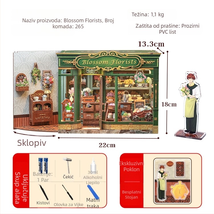 Drveni 3D puzzle: kutna kavana i pekara, DIY mala kućica, OEM prilagodba logotipa, srednja težina, za uzrast 7–14 godina, vrijeme sklapanja 5–6 sati