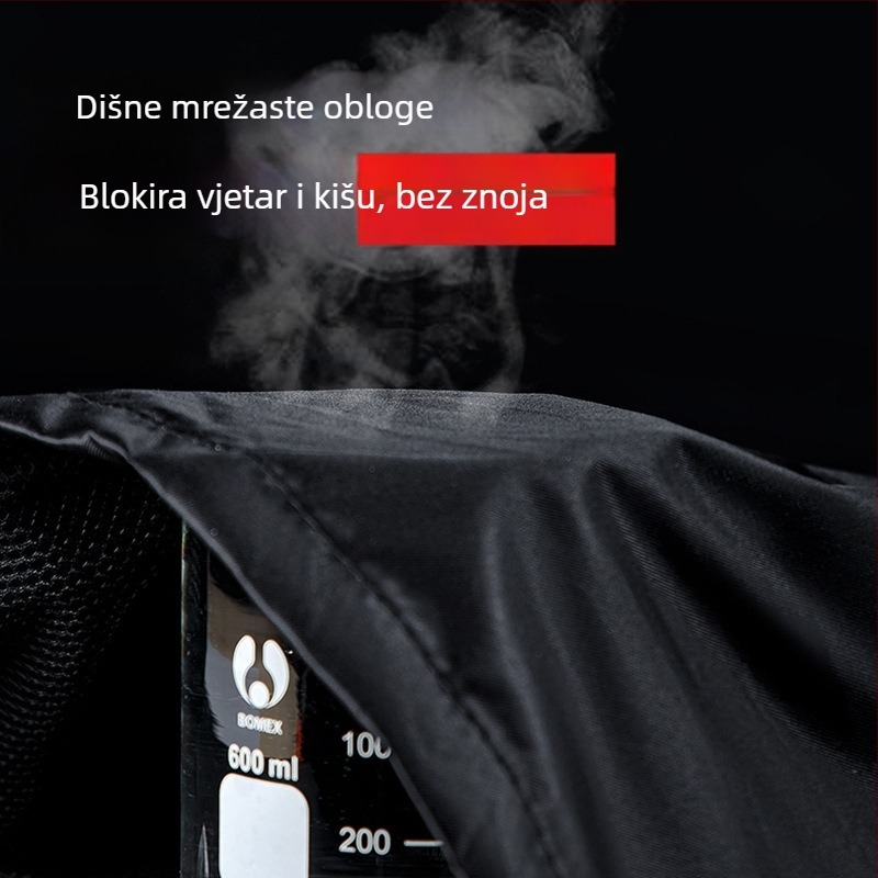 Ponjčo kiše za motocikl ili e-bike – podijeljeno pončo, poliester s PVC vodootpornim slojem, za odraslu osobu