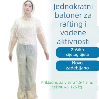 Odrasli dvodijelni kišni kaput i hlače – set za rafting i vodene aktivnosti, cjelovita zaštita tijela s pokrivenim stopalima, za 3 osobe