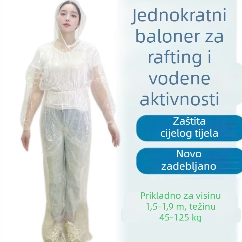Odrasli dvodijelni kišni kaput i hlače – set za rafting i vodene aktivnosti, cjelovita zaštita tijela s pokrivenim stopalima, za 3 osobe