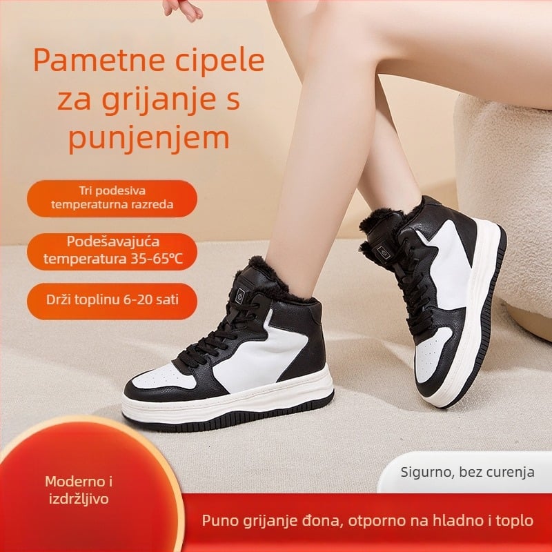 Unisex papuče s električnim grijanjem, gornji dio od prave kože, gumena potplata, USB napajanje, kućna upotreba