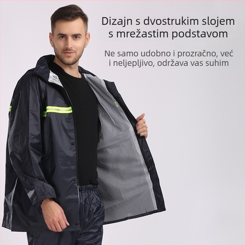 Kišni kaput s podijeljenim dizajnom (poliesterska tafta; PVC vodootporni sloj; za odrasle; težina 1,5 kg)