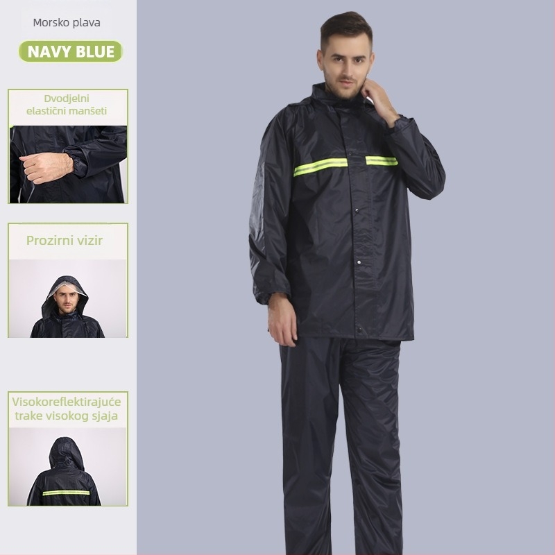 Kišni kaput s podijeljenim dizajnom (poliesterska tafta; PVC vodootporni sloj; za odrasle; težina 1,5 kg)