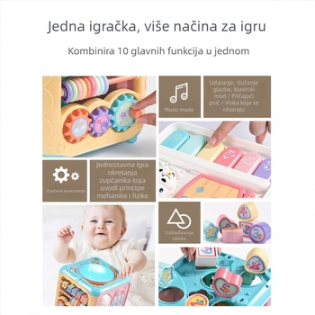 Šesterokutna dječja telefonska igračka – rana edukacija uz glazbu, plastična, napajanje baterijama, za dob 0–3 godine, bez memorije