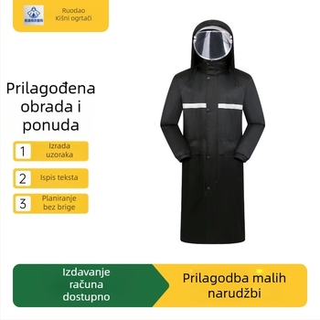 Dugi prilagođeni kišni pončo, reflektirajući, unisex, od jednog komada, pojačana konstrukcija