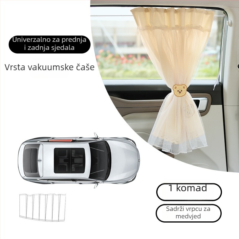 Kardina za zaštitu od sunca automobila s ugrađenom kliznom šinom, mrežasti materijal, debela neprozirna zavjesa za privatnost, univerzalna prilagodba. Marka: Abu and cotton