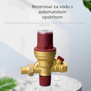 Automatski nadopunjujući ventil za vodu s vizualnim podešavanjem za središnje klimatiziranje i podno grijanje, tijelo od bakra/bakarne legure, DN15, navoj vanjski/unutarnji, hidrauličko upravljanje, jednostrani protok
