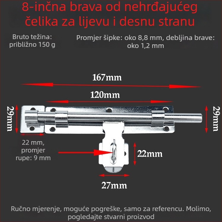 Tip A brava za vrata od nehrđajućeg čelika s dvostrukim zaključavanjem, moderni minimalistički stil