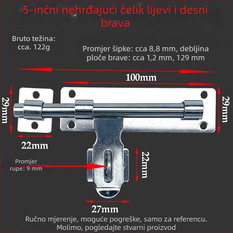 Tip A brava za vrata od nehrđajućeg čelika s dvostrukim zaključavanjem, moderni minimalistički stil