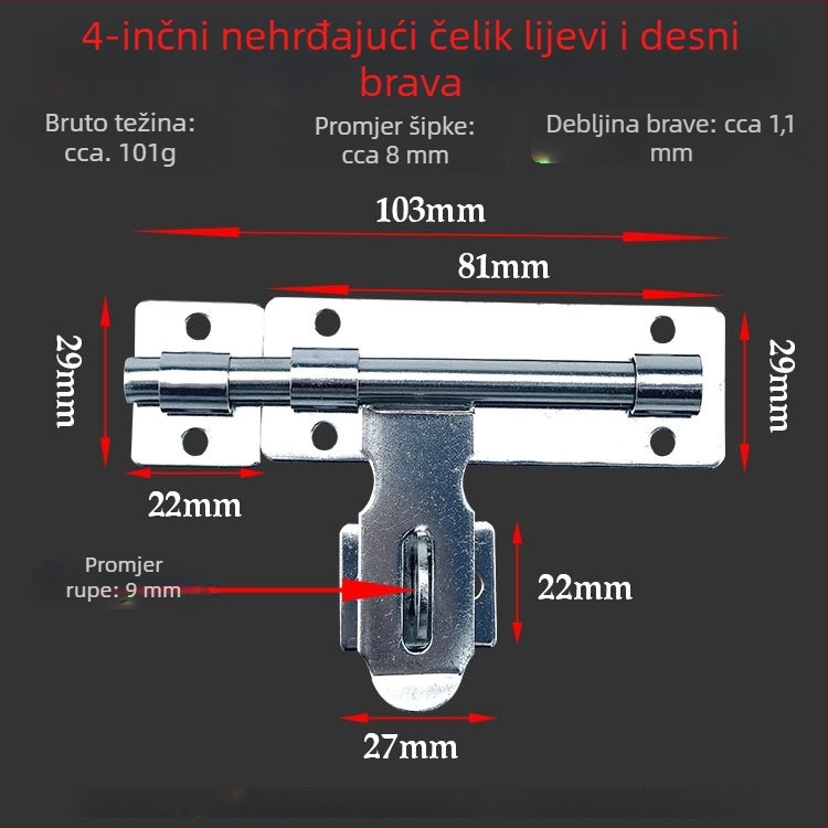 Tip A brava za vrata od nehrđajućeg čelika s dvostrukim zaključavanjem, moderni minimalistički stil