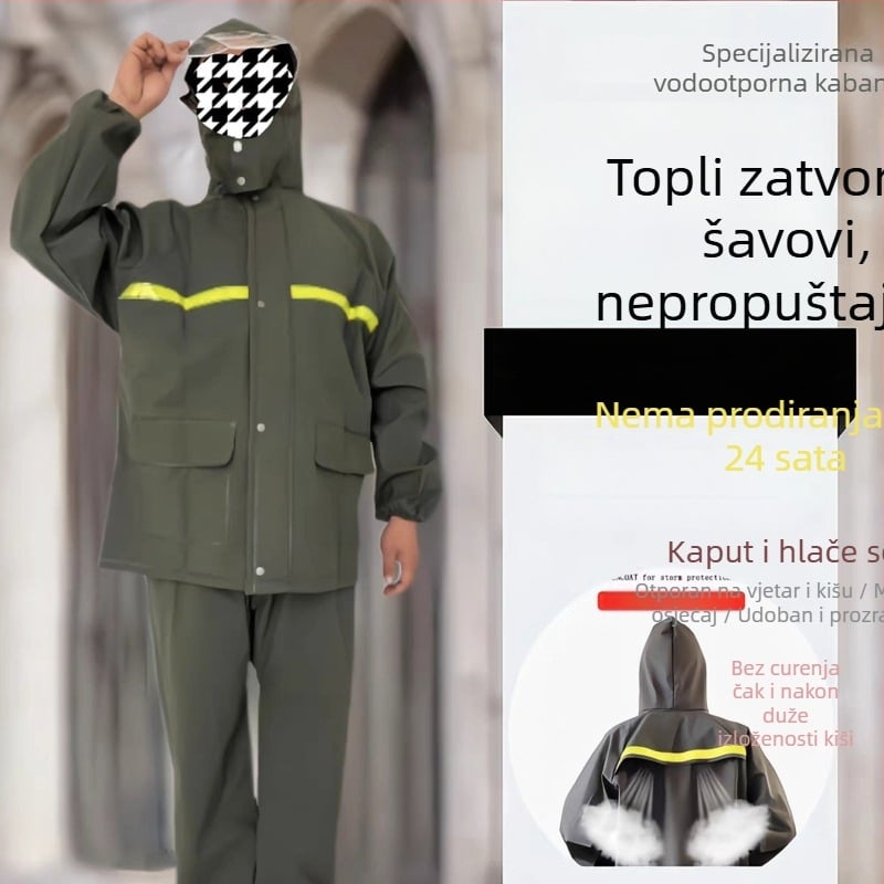 Pončo kiše za dostavljače, debeli i svestrani (Derui, pleteni materijal, vodootporni sloj PU ljepila, debljina tkanine 36, zaštitni dizajn u jednom komadu)
