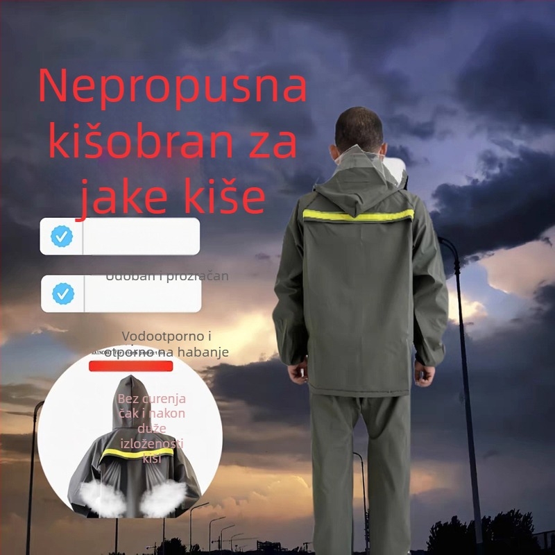 Pončo kiše za dostavljače, debeli i svestrani (Derui, pleteni materijal, vodootporni sloj PU ljepila, debljina tkanine 36, zaštitni dizajn u jednom komadu)