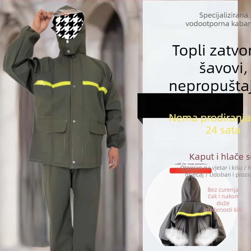 Pončo kiše za dostavljače, debeli i svestrani (Derui, pleteni materijal, vodootporni sloj PU ljepila, debljina tkanine 36, zaštitni dizajn u jednom komadu)