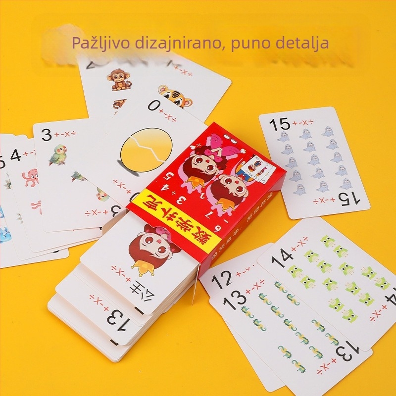 Matematičke poker karte za zbrajanje, oduzimanje, množenje i dijeljenje – obrazovna društvena igra za roditelje i djecu (papir, SXPK-01, univerzalna dob)