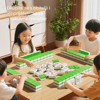 Pinyin Alphabet Mahjong – Edukativna stolna igra s kartama, plastika, za djecu 4–14 godina, potiče učenje i interakciju
