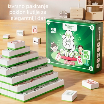 Pinyin Alphabet Mahjong – Edukativna stolna igra s kartama, plastika, za djecu 4–14 godina, potiče učenje i interakciju