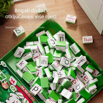 Pinyin Alphabet Mahjong – Edukativna stolna igra s kartama, plastika, za djecu 4–14 godina, potiče učenje i interakciju