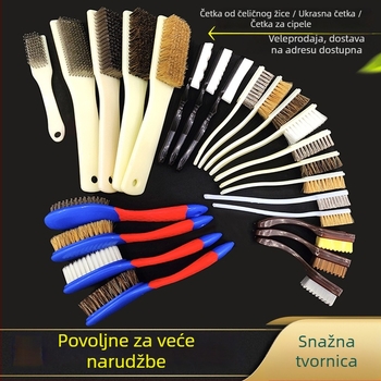 Četka za cipele s dugom silikonskom ručkom, nano mekane i tvrde dlačice, dlaka svinje i čelične žice za poliranje i čišćenje