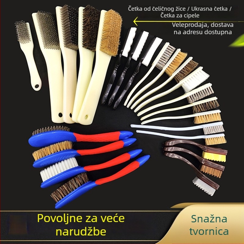 Četka za cipele s dugom silikonskom ručkom, nano mekane i tvrde dlačice, dlaka svinje i čelične žice za poliranje i čišćenje