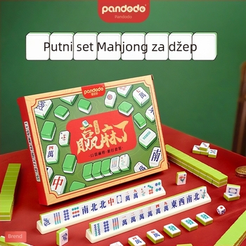 Džepni mahjong set s 144 pločicama, ručno okretanje, za kućnu upotrebu i putovanja, idealan za teambuilding i zabave, razvija logičko razmišljanje, koordinaciju ruka-oko i interakciju