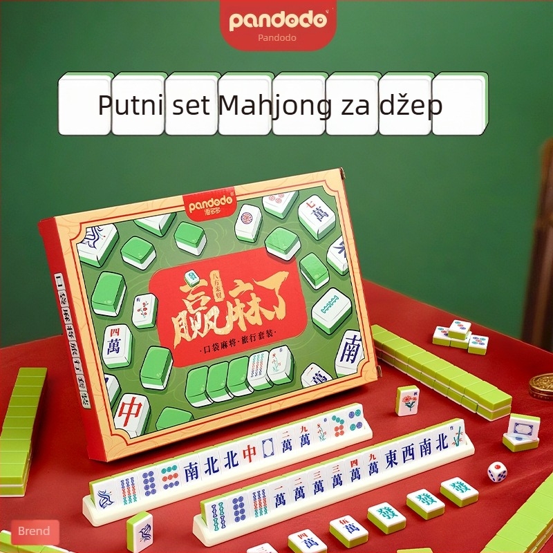 Džepni mahjong set s 144 pločicama, ručno okretanje, za kućnu upotrebu i putovanja, idealan za teambuilding i zabave, razvija logičko razmišljanje, koordinaciju ruka-oko i interakciju