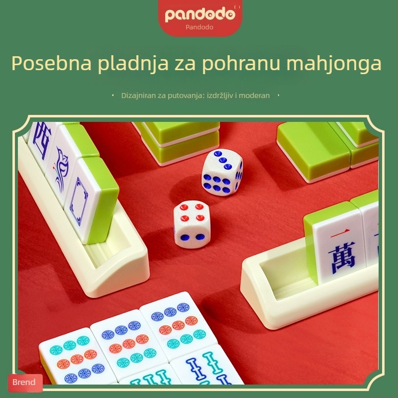 Džepni mahjong set s 144 pločicama, ručno okretanje, za kućnu upotrebu i putovanja, idealan za teambuilding i zabave, razvija logičko razmišljanje, koordinaciju ruka-oko i interakciju