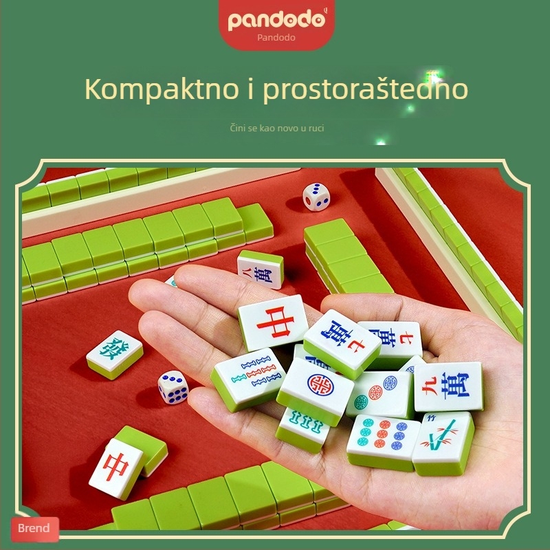 Džepni mahjong set s 144 pločicama, ručno okretanje, za kućnu upotrebu i putovanja, idealan za teambuilding i zabave, razvija logičko razmišljanje, koordinaciju ruka-oko i interakciju