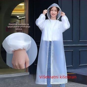 Unisex kišni pončo, EVA tkanina, potpuno pokrivanje tijela, debeli materijal, otporan na vjetar, za odrasle i planinarenje