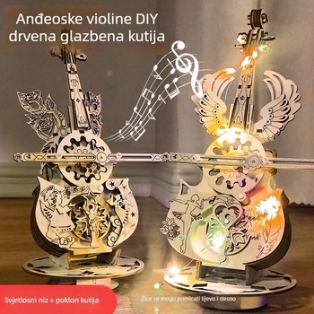 Drvena puzzle kutija s violoncelom i violom – DIY, graviranje