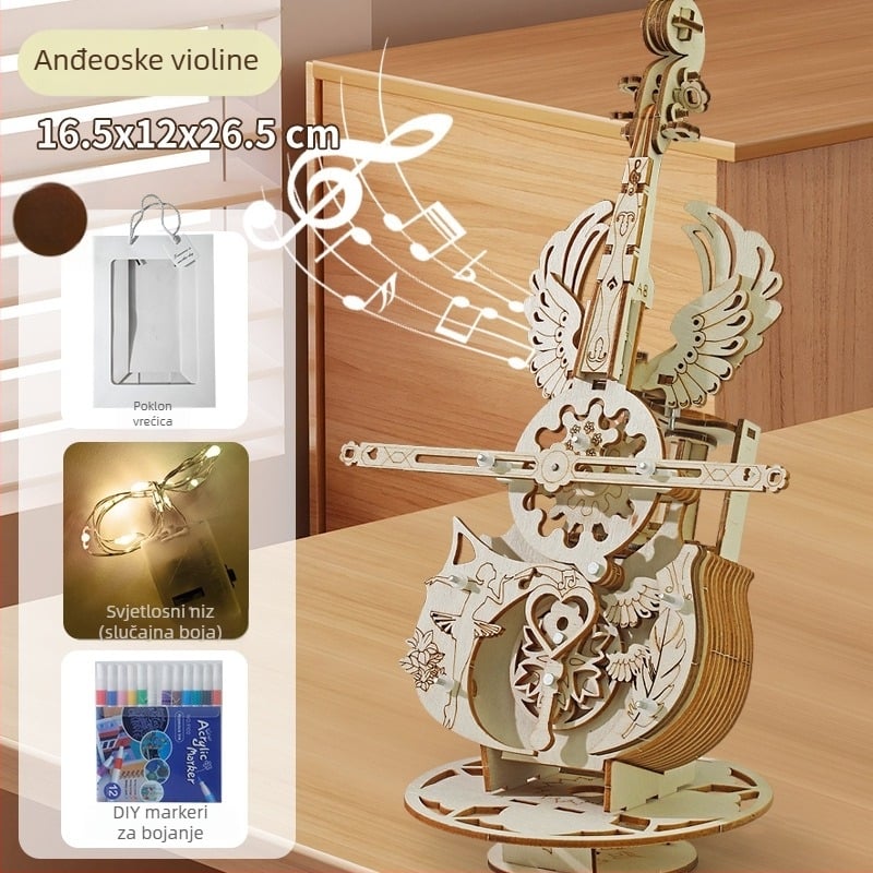 Drvena puzzle kutija s violoncelom i violom – DIY, graviranje