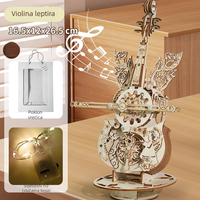 Drvena puzzle kutija s violoncelom i violom – DIY, graviranje