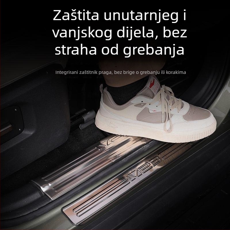 Kompatibilno s Chery iCAR V23 – nehrđajući čelik s uzorkom snježne pahulje, prag ploča i površina pedale dobrodošlice