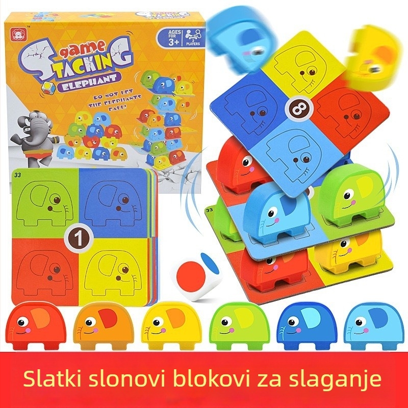 Kula slonova: Stona logička igra za djecu 4–6 godina – plastika, potiče razvoj inteligencije, manualnu aktivnost, koordinaciju ruka-oca, interakciju roditelj-djetetu