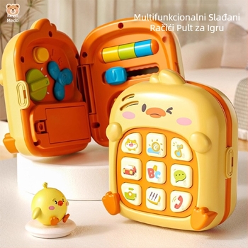 Poučna sklopiva interaktivna ploča s telefonom i patkom iz crtanog filma – glazba i glas, plastična konstrukcija, napajanje baterijama, za djecu 4–6 godina