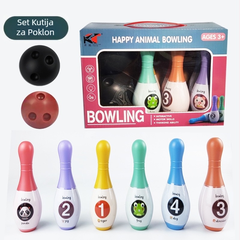 Set za bowling za djecu — plastični materijal, stolna igra, za uzrast 0–3 i 4–6 godina