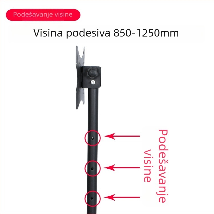 Podna mobilna nosač-stalak za LCD monitor/TV, model 0037B1, metalni nosač, mehaničko upravljanje, nema mogućnost zidnog montiranja