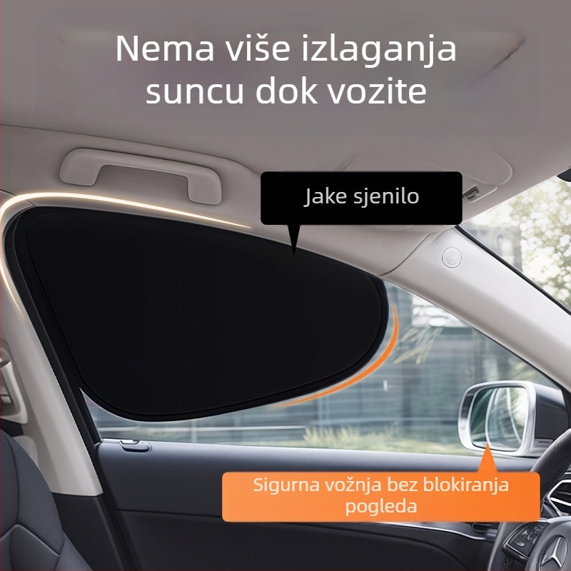 Sjena za bočne prozore automobila — PMMA, univerzalno prilagođavanje, minimalistički stil, montaža statičnom naljepnicom, prilagođena obrada