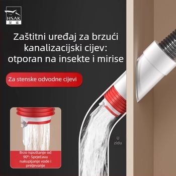 Plastični brtveni čep za zidni odvod, protiv mirisa, model YB040