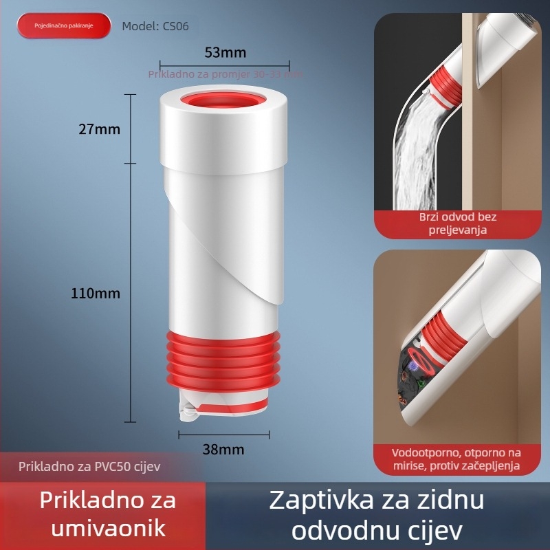 Plastični brtveni čep za zidni odvod, protiv mirisa, model YB040