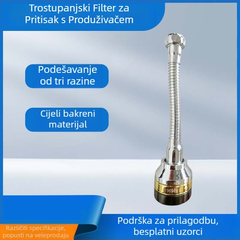Bakrena slavina za tuš s zaštitom od prskanja, tri načina, filtr i produženje