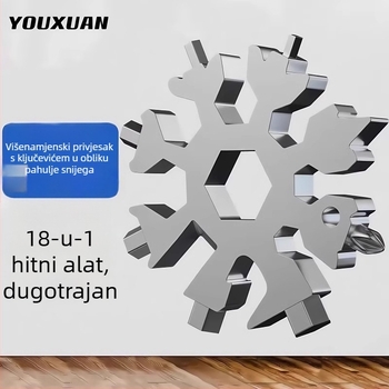 Snowflake ključ, višenamjenski, privjesak za ključeve, prijenosni osmerokutni mini alat, lijevano čelik