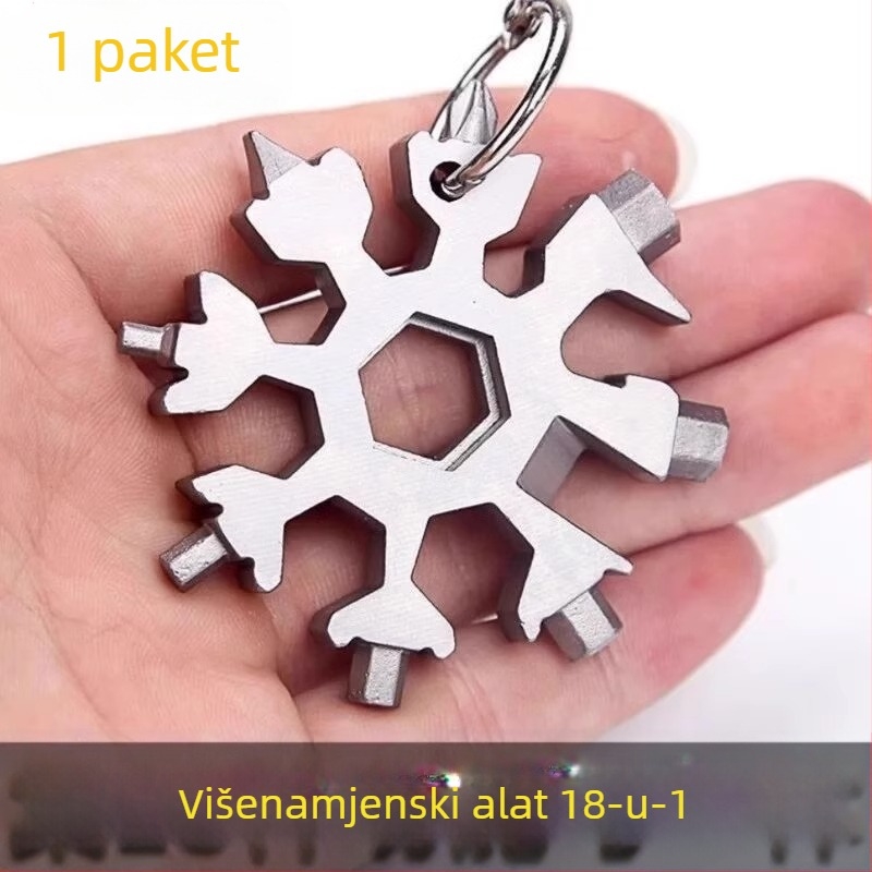 Snowflake ključ, višenamjenski, privjesak za ključeve, prijenosni osmerokutni mini alat, lijevano čelik