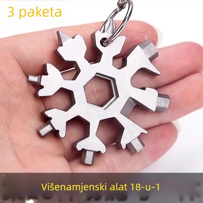 Snowflake ključ, višenamjenski, privjesak za ključeve, prijenosni osmerokutni mini alat, lijevano čelik
